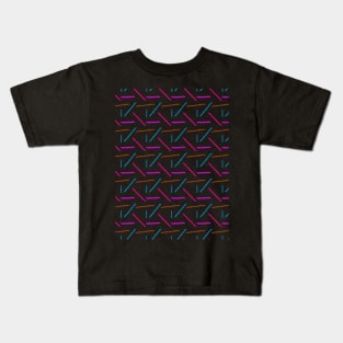 Retro 90s Neon Zigzag Lines - Wavy, Funky Pattern Kids T-Shirt